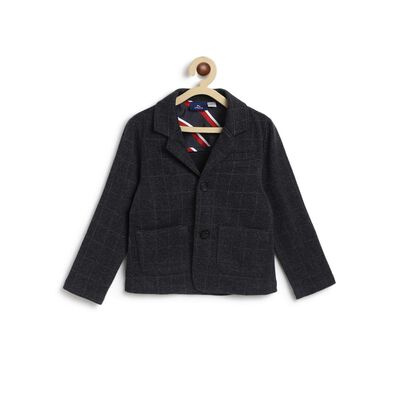 Blazer With Check Self Print  